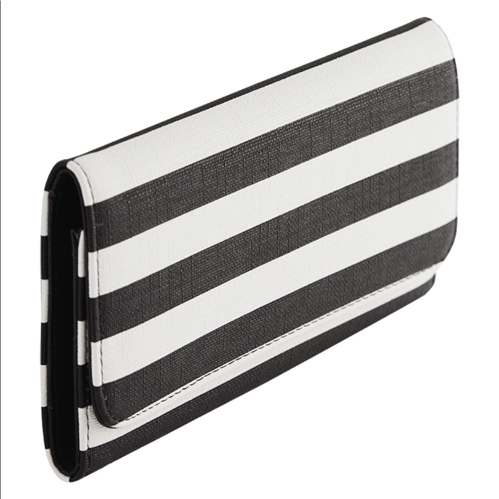 Slim Black and White Striped Wallet